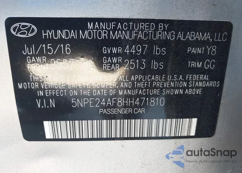 2017 Hyundai Sonata из США, поврежденный, VIN 5NPE24AF8HH471810